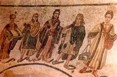 Mosaico rappresentato su una parte del pavimento della Villa del Casale